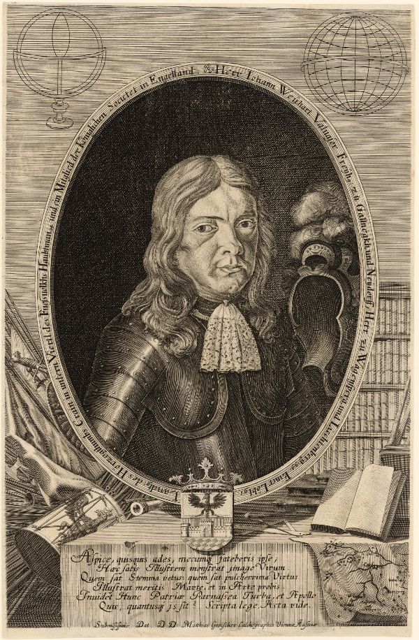 Janez Vajkard Valvasor - autportret (bakropis) iz oko 1687. godine (Izvor: Wikimedia (wikimedia.org))