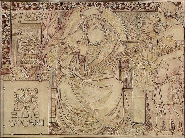 Knez Svatopulk I. sa sinovima Mojmirom II., Svatopulkom II. i Predslavom