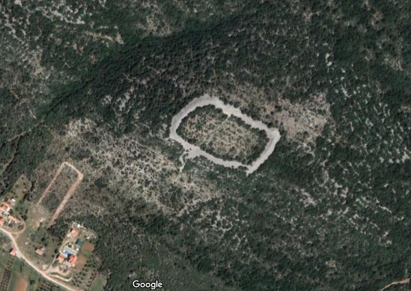 Gradina Vinac - pogled preko Google Eartha
