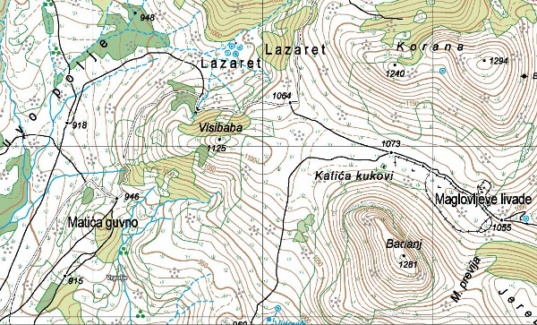 Položaj bunara Lazareta na Dinari (Izvor: Geoportal (geoportal.dgu.hr))