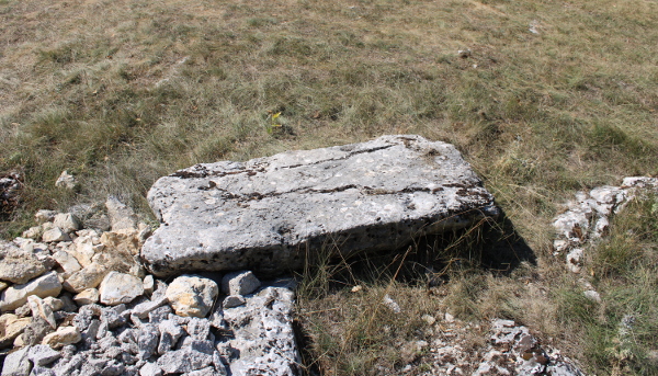 Stećak izvan groblja, koji bi po obliku mogao biti sljemenjak jer se čini da leži prevrnut na plitki krov (Foto: Goran Majetić)
