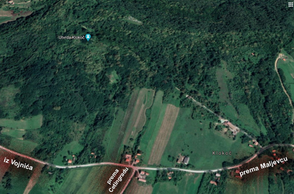 Zemljovid s ucrtanim cestovnim prilazima Klokoču, za lakše snalaženje pri dolasku i odlasku (Izradio: Tomislav Beronić; Izvor: Google Maps (google.com))