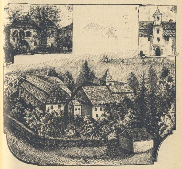 Crtež još većim dijelom  očuvanog izvornog Brlog-grada (Izvor: Radoslav Lopašić ”Oko Kupe i Korane”, 1895.)