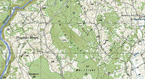 Područje Blagaja na suvremenom zemljovidu (Izvor: Geoportal (geoportal.dgu.hr))