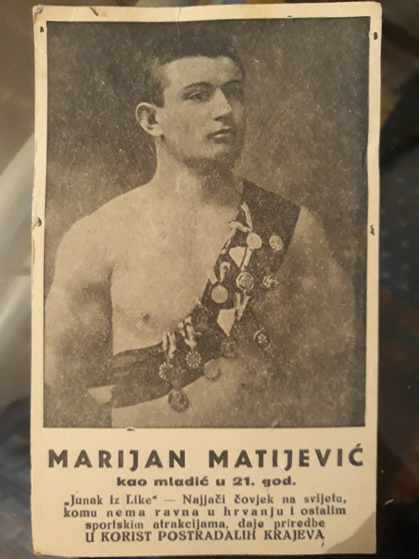 Ličanin Marijan Matijević slovio je početkom 20. stoljeća za najjačeg čovjeka na svijetu (Izvor: Aukcije.hr)