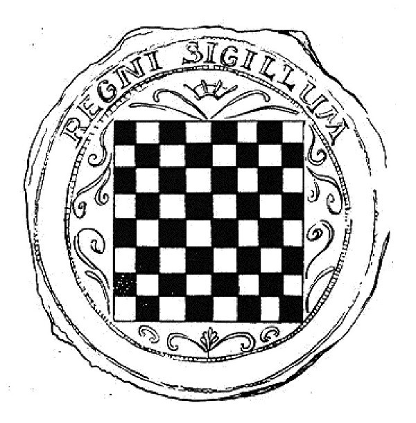 Pečat Hrvatskog kraljevstva iz Cetingradske povelje 1527. sa templarskom šahovnicom.
