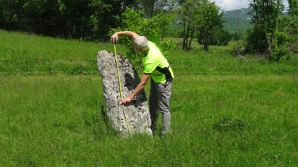 Dok su nadgrobnice iz Dabra u Zapadnoj Bosni te Vrebca i Kunovca Kupirovačkog u Lici vjerojatno izvorno ukopane u okomit položaj, bjelopoljski stećak u isti položaj postavljen je nakon što je izmješten s oblližnjeg groblja (Foto: Nikola Cetina, 2023.)