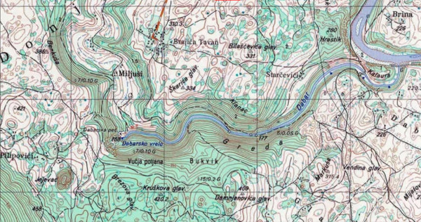 Područje toka rječice Dabar, lijeve pritoke rijeke Sane (Izvor: topografskakarta.com)
