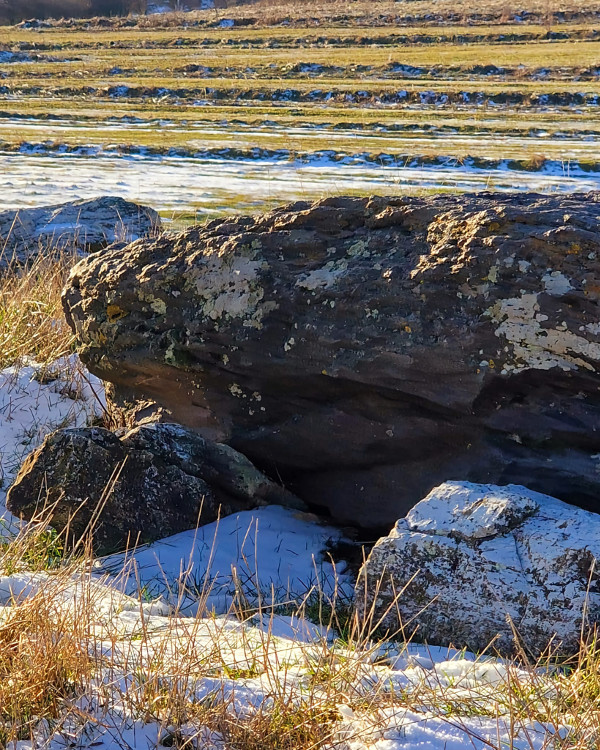 Jedan od ogromnih vapnenačkih ”mramora” u Ljuši ispod kojega su, po iskazu mještana i zapisu Stevana N. Davidovića, pronađeni ostaci velikih ljudi (Foto: Srećko Kovačević)