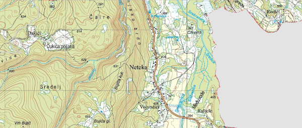 Položaj sela Neteka u jugoistočnoj Lici (Izvor: Geoportal (geoportal.dgu.hr))