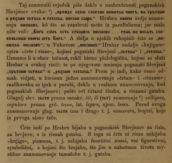 Franjo Rački smatrao je da su Slaveni "črtama" brojali, a "rezima" gatali prije negoli su ih Sveta Braća opismenili (Izvor: Franjo Rački "Pismo slovjensko", str. 42)